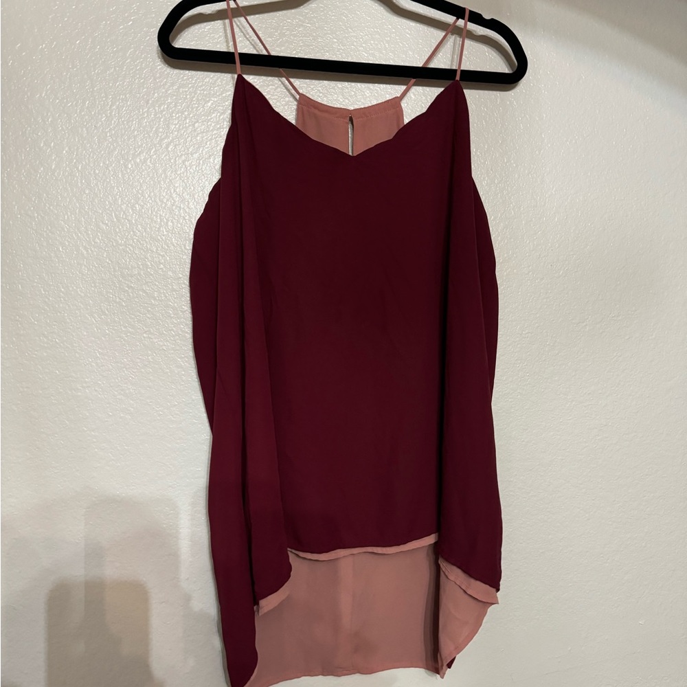 Express - Barcelona scalloped V neck, reversible racer back tank top / cami